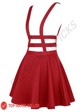 Women's High Waist Suspender Skater A-Line Mini Skirt Caged Harness